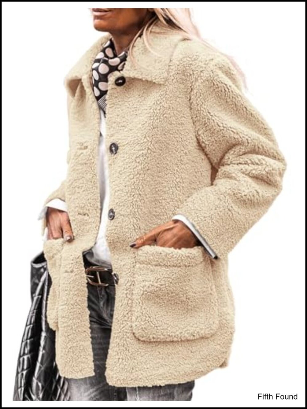 Faux Fur Sherpa Fleece Coat Button Down Winter Outfit
